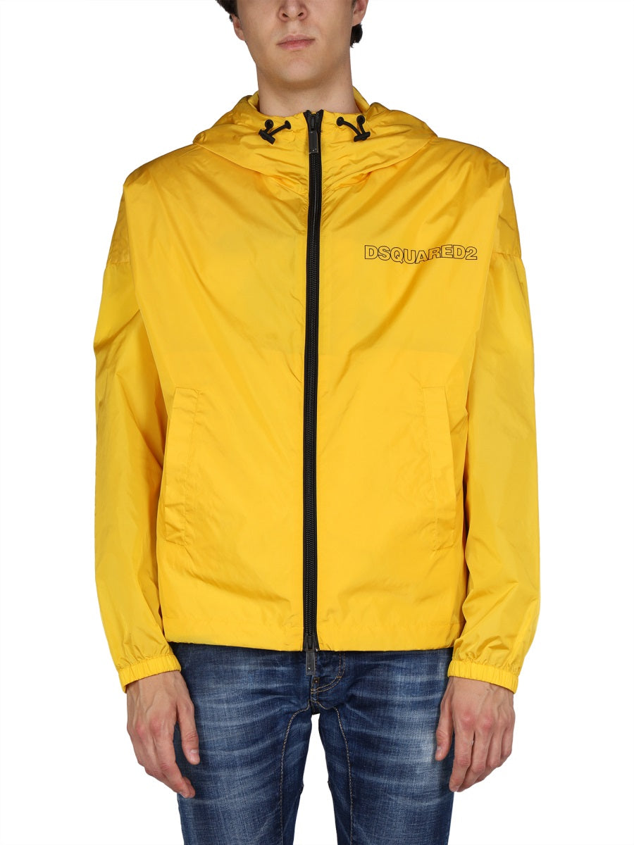 DSQUARED Men's Windbreaker Jacket with Logo and Hood