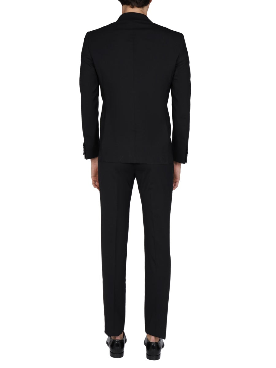 TONELLO Tailored Wool Suit Dress with Peaked Lapels