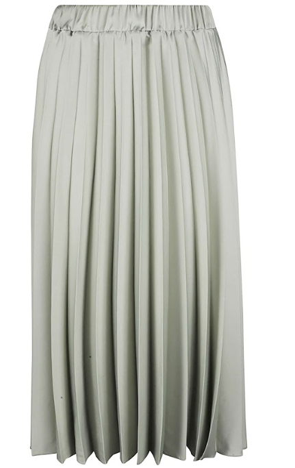 D.EXTERIOR Pleated Satin Midi Skirt with Elasticated Waistband
