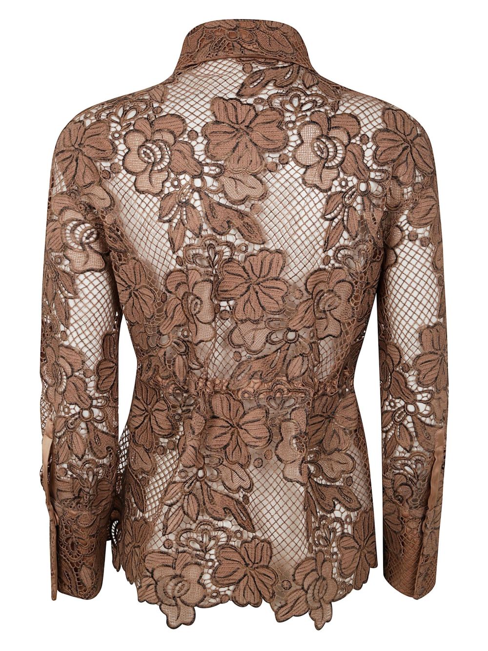 D.EXTERIOR Front Button Perforated Shirt with Scallop Hem