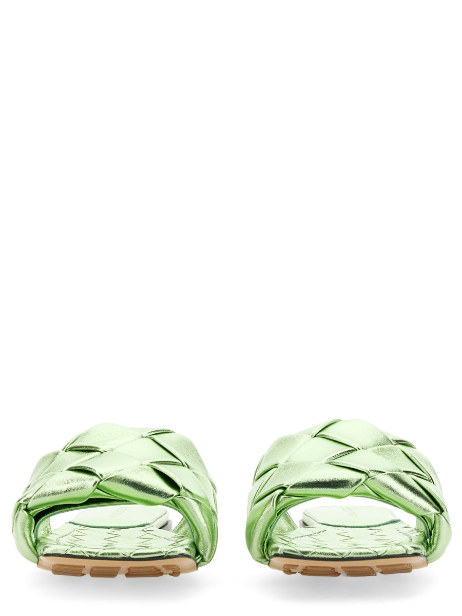 BOTTEGA VENETA Woven Leather Flat Sandal with 1 cm Heel