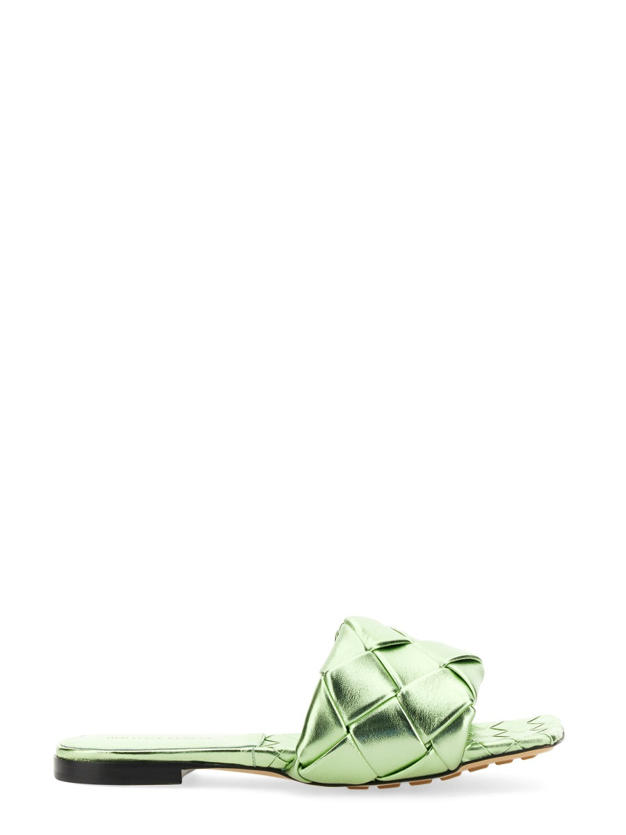 BOTTEGA VENETA Woven Leather Flat Sandal with 1 cm Heel