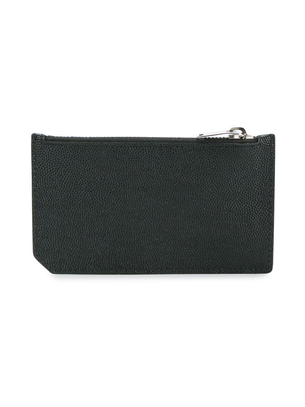 SAINT LAURENT Pebbled Leather Card Holder with Zip