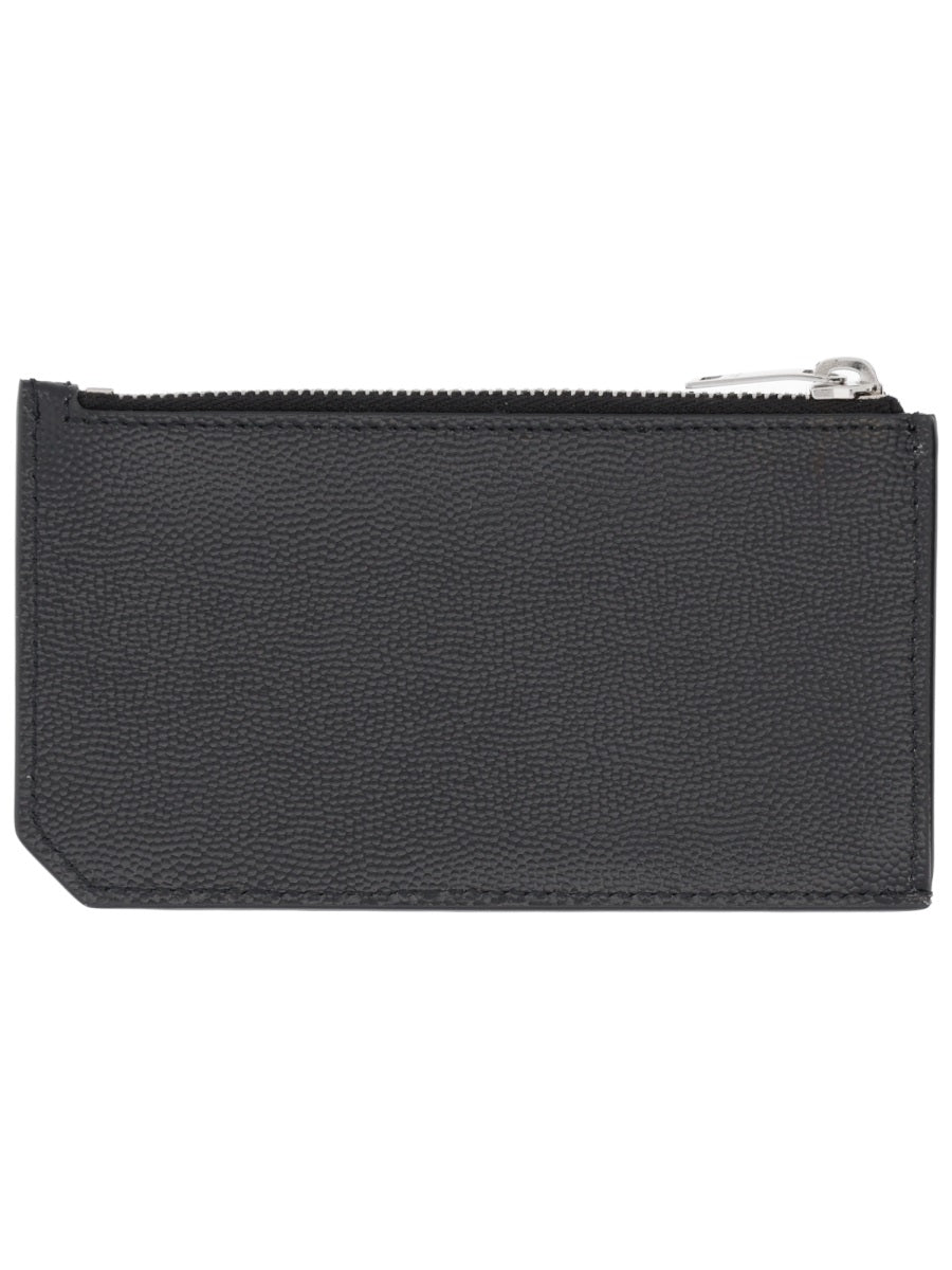 SAINT LAURENT Men's Mini Zip Card Holder