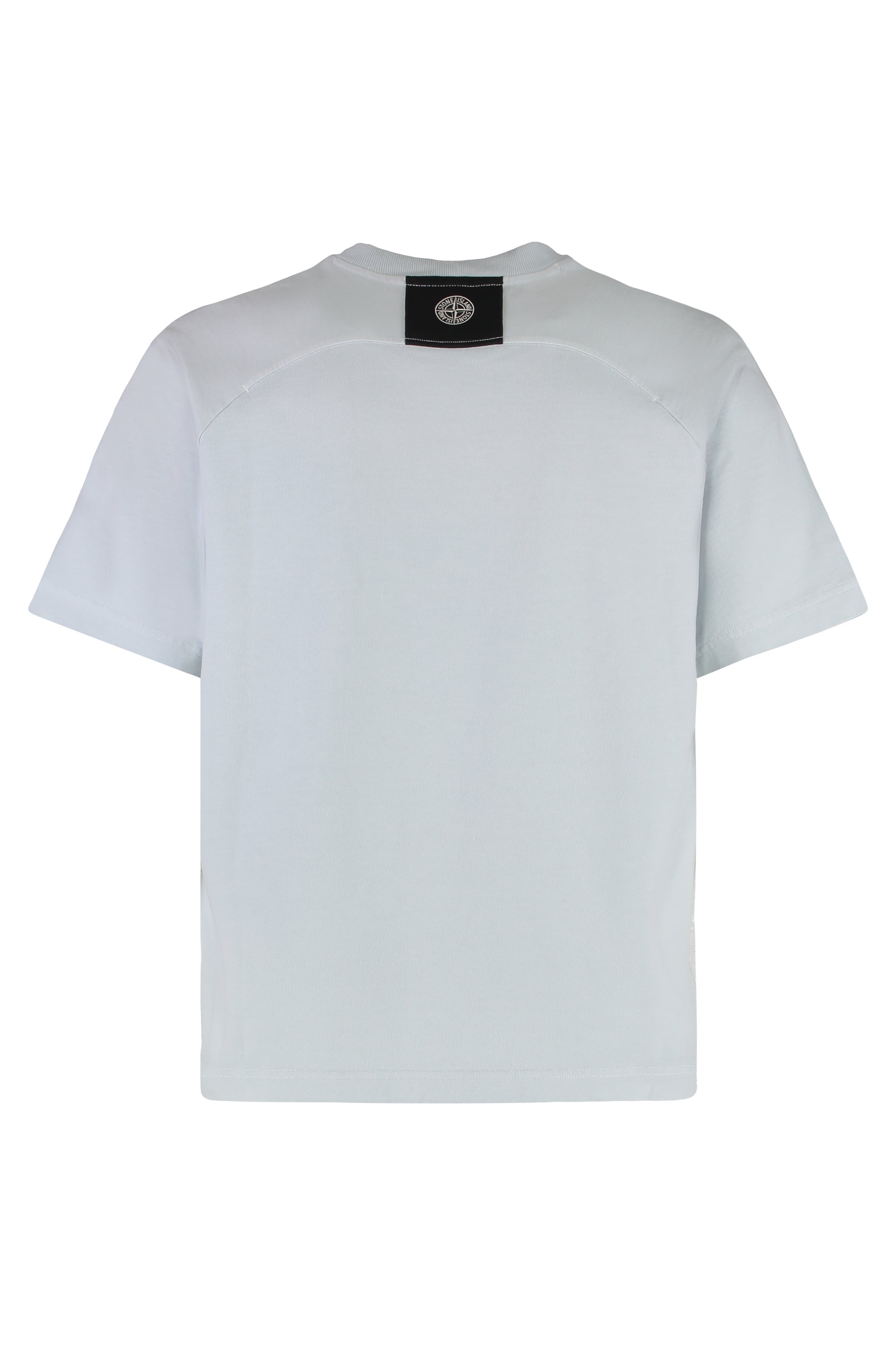 STONE ISLAND Men's Cotton T-Shirt with Ribbed Neckline