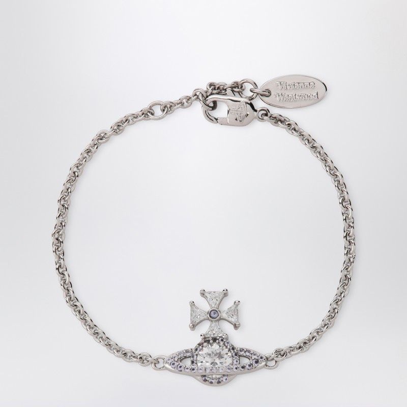 VIVIENNE WESTWOOD Orbit Charm Logo Bracelet with Crystals
