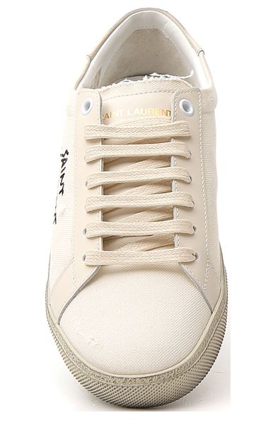 SAINT LAURENT Ivory Canvas Signature Sneakers for Women