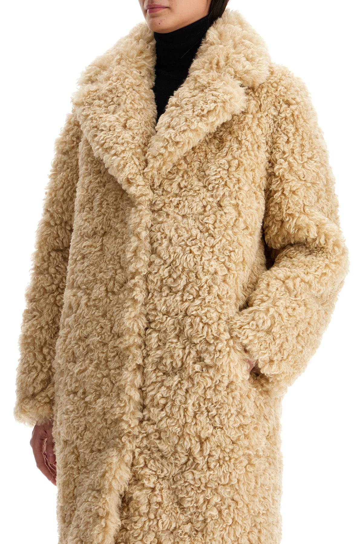 STAND STUDIO Oversized Eco Shearling Jacket - Knee-Length Fit