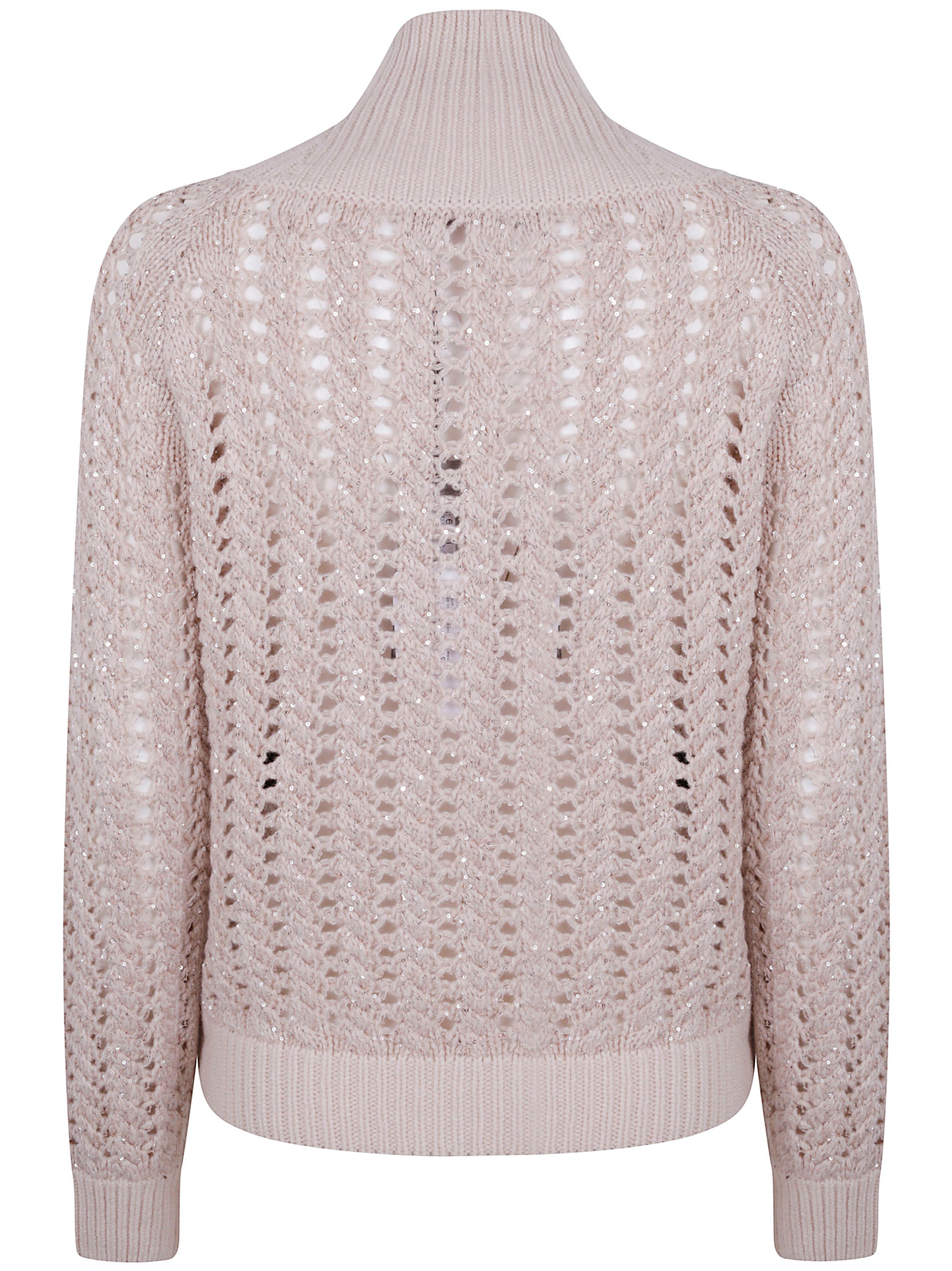 D.EXTERIOR High Neck Braid Crystals Sweater
