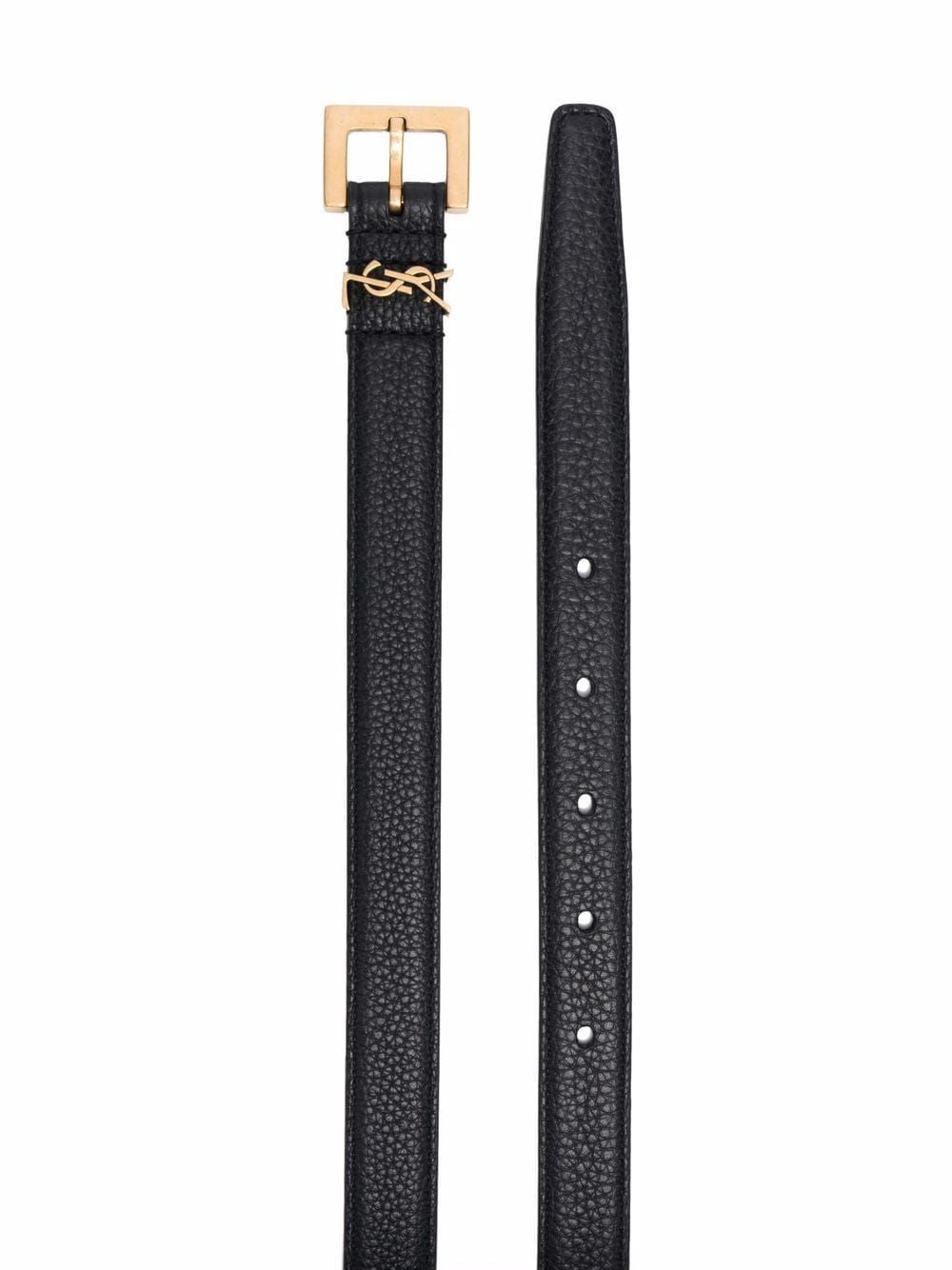 SAINT LAURENT Grained Leather Cassandre Thin Belt - 2CM