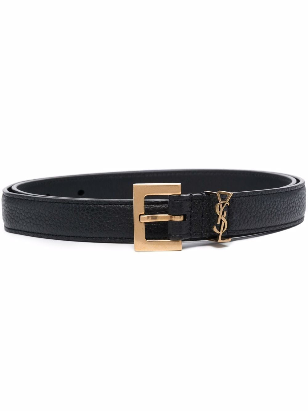 SAINT LAURENT Grained Leather Cassandre Thin Belt - 2CM