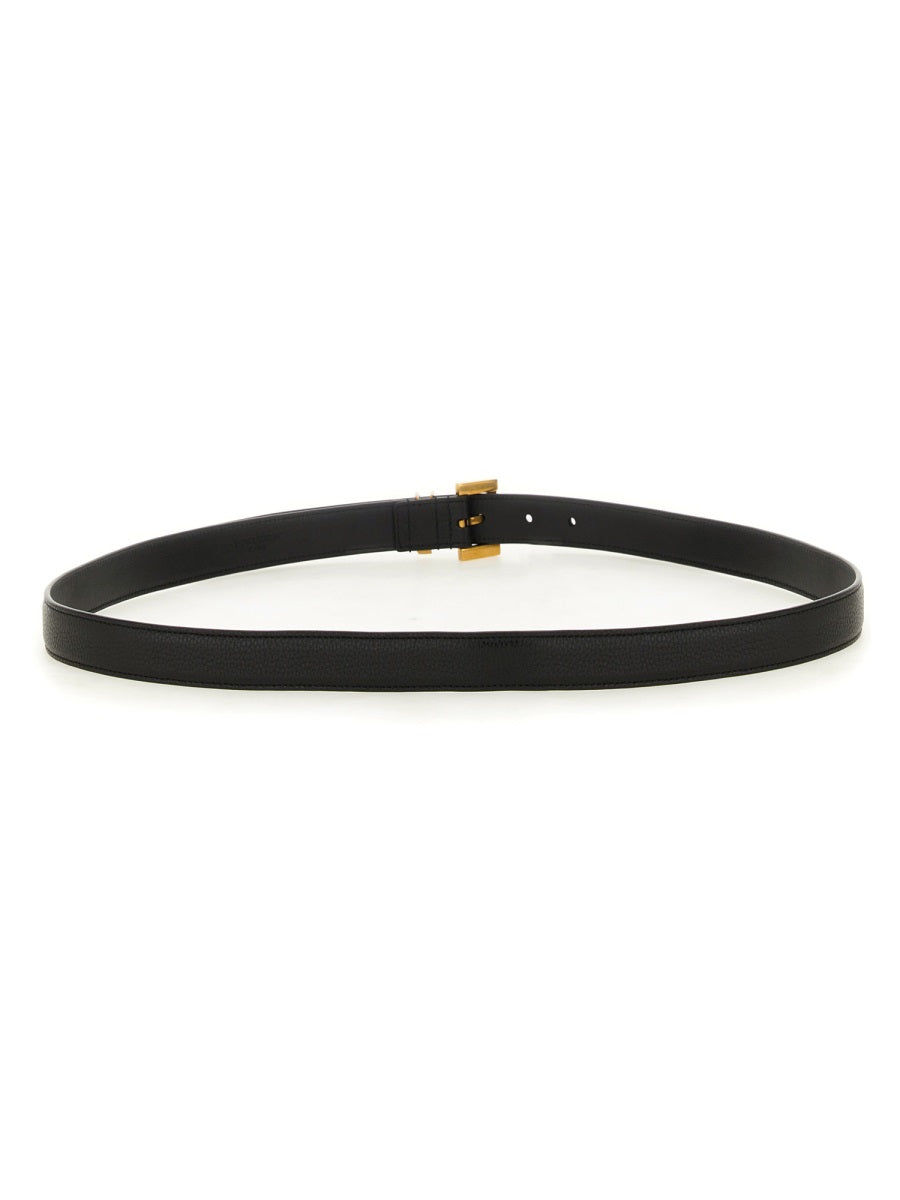 SAINT LAURENT Sleek Leather Belt with Signature Detailing
