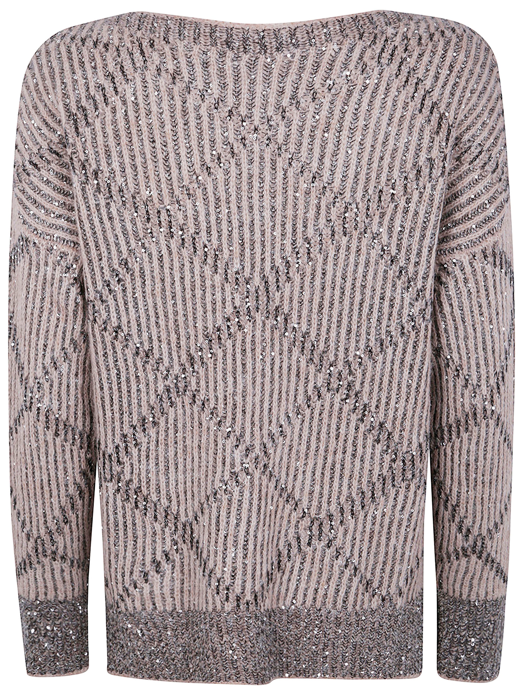 D.EXTERIOR Sequined Rhombus Boatneck Sweater