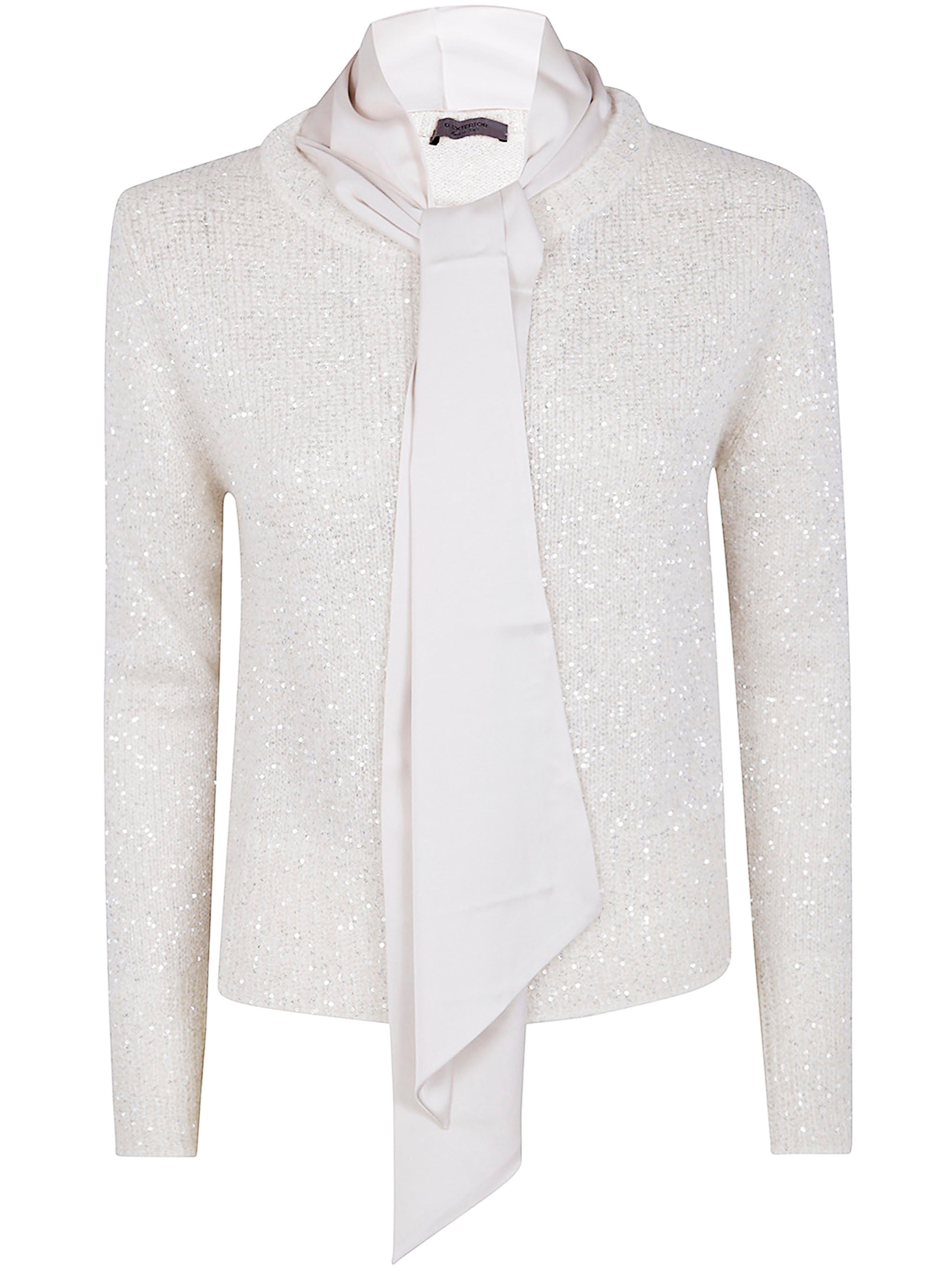 D.EXTERIOR Long Sleeves Soft Ribbon Sequins Sweater