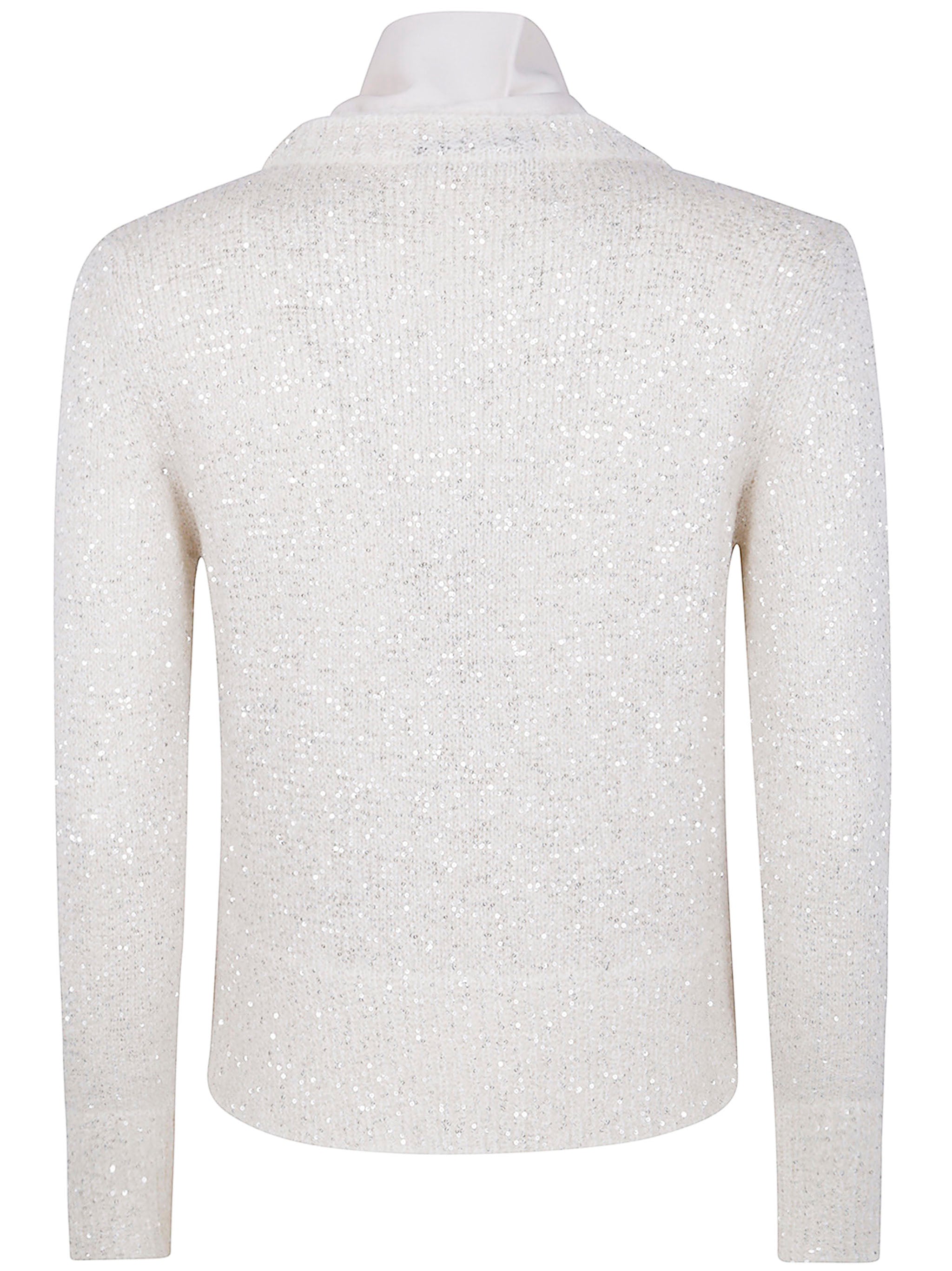 D.EXTERIOR Long Sleeves Soft Ribbon Sequins Sweater