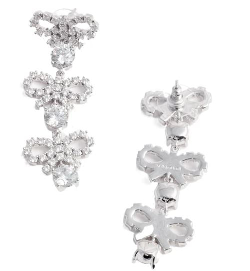 SELF-PORTRAIT Embellished Crystal Earrings with Dangling Charm Design