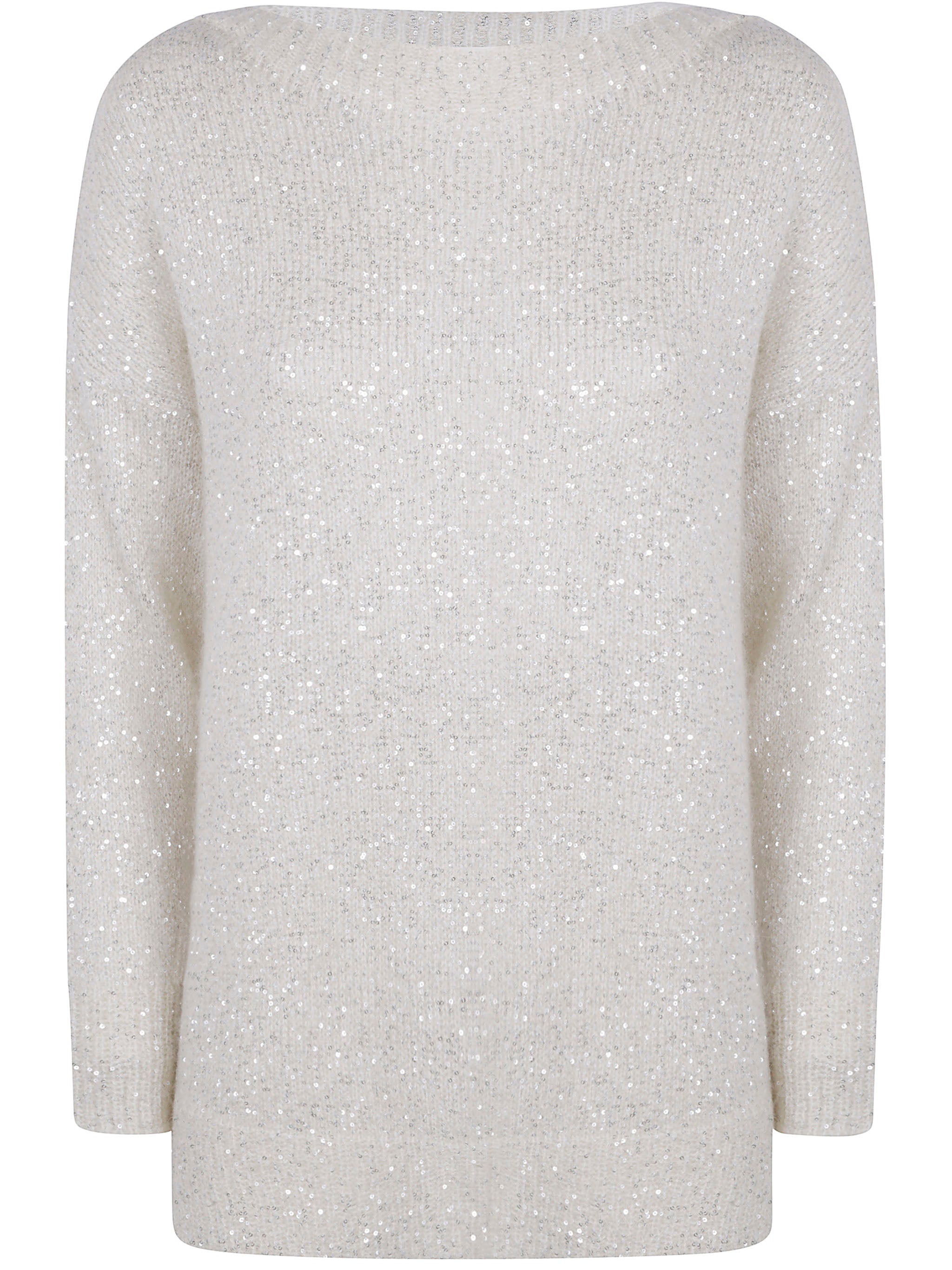 D.EXTERIOR Boatneck Sequined Soft Long Sweater for Women