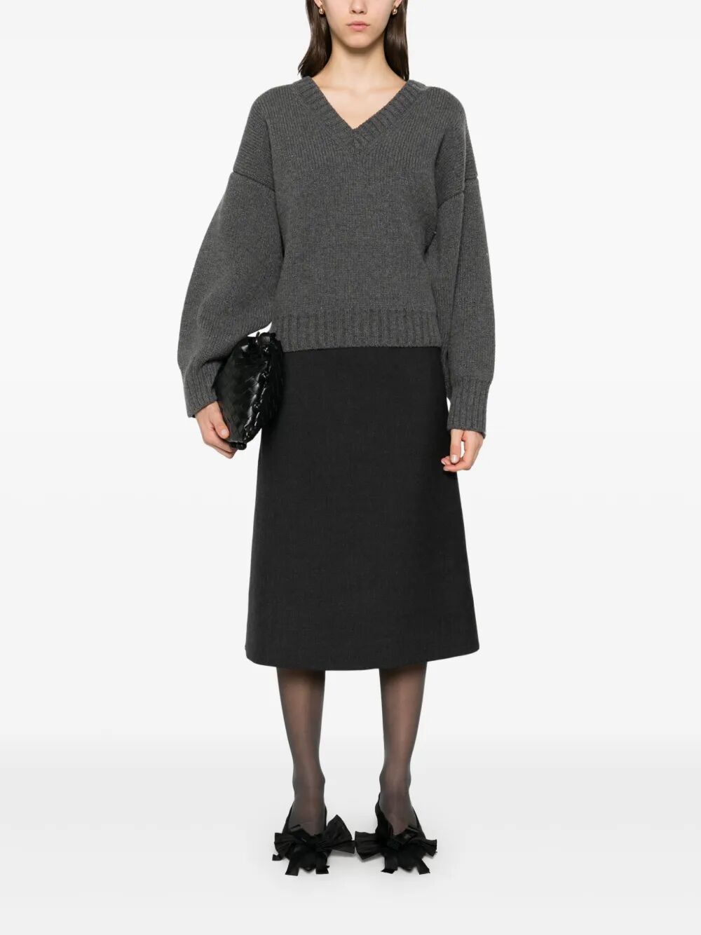 RÓHE Sculptural Compact V-Neck Sweater