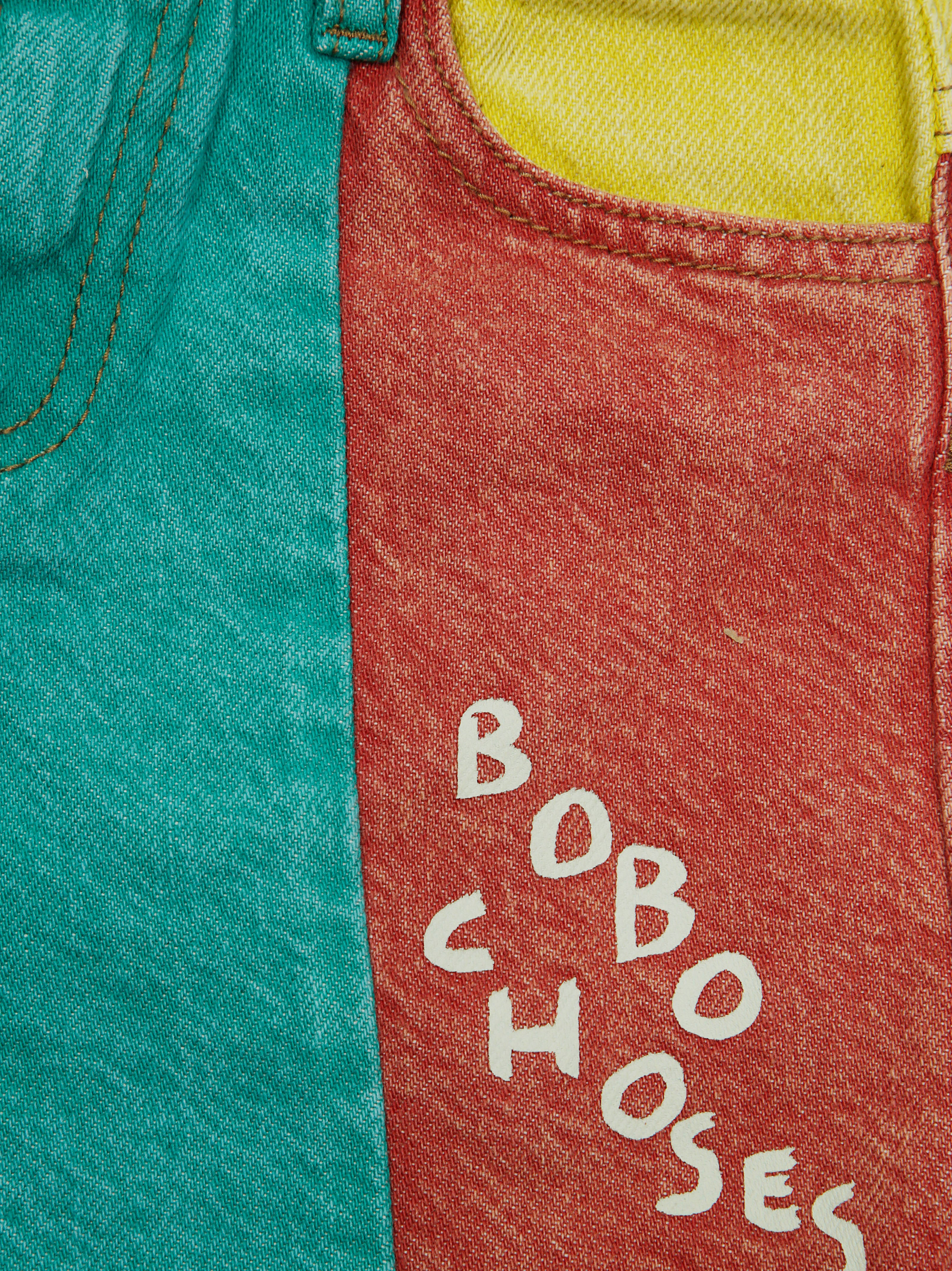 BOBO CHOSES Mini Color Block Denim Bermuda Shorts