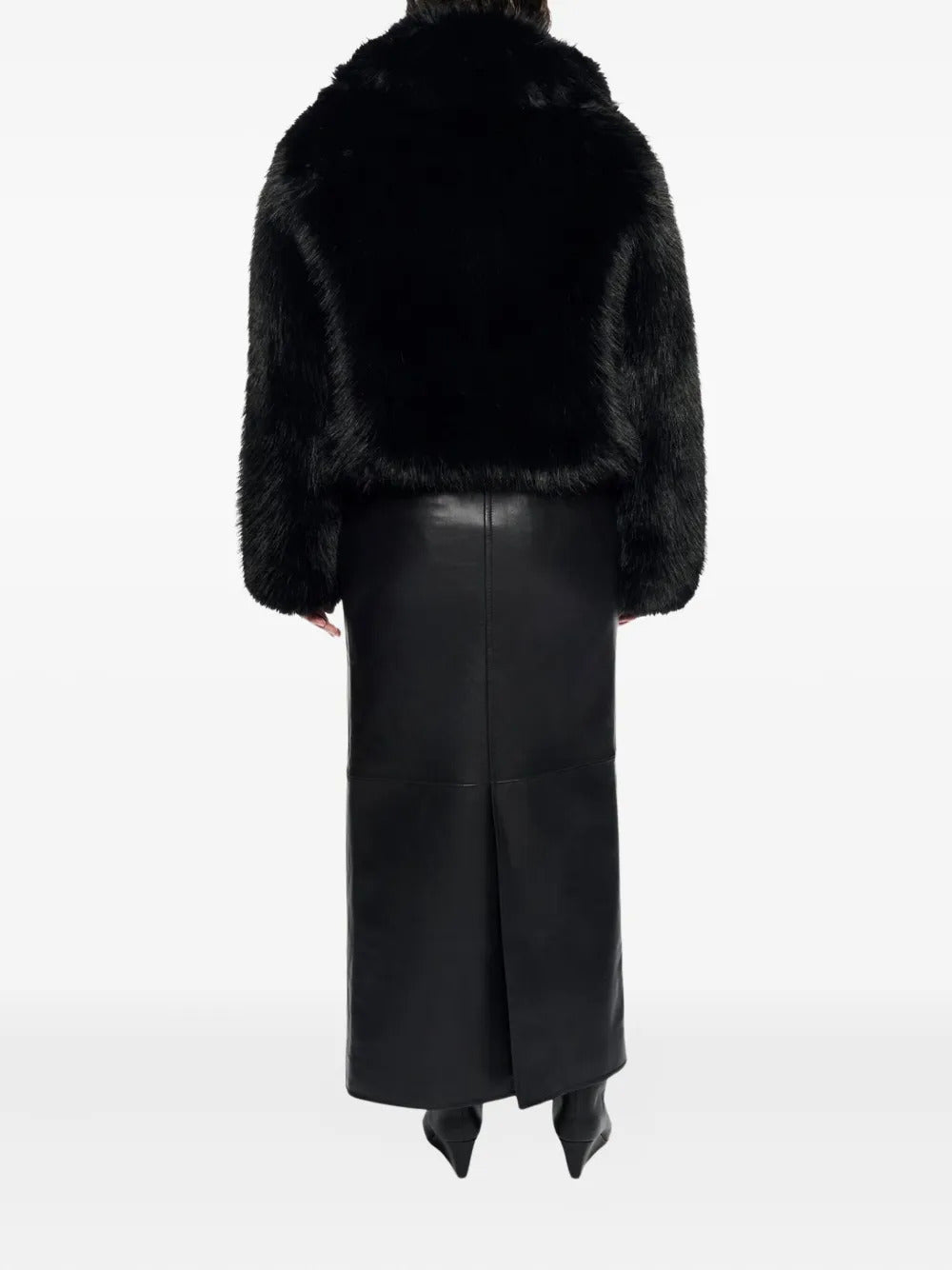 STAND STUDIO Oversized Cropped Faux Fur Jacket - Size 36