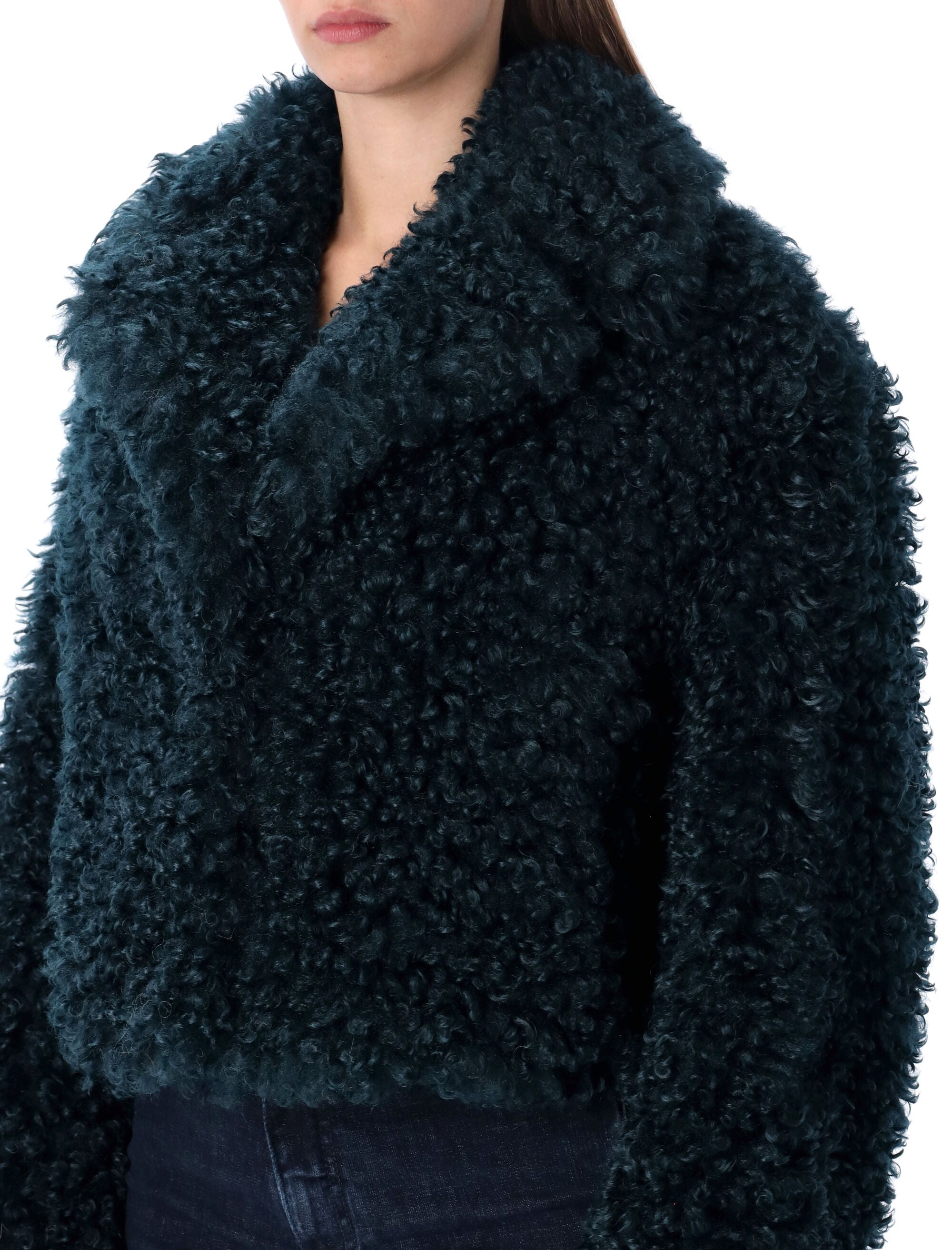 STAND STUDIO Oversized Cropped Faux Fur Jacket