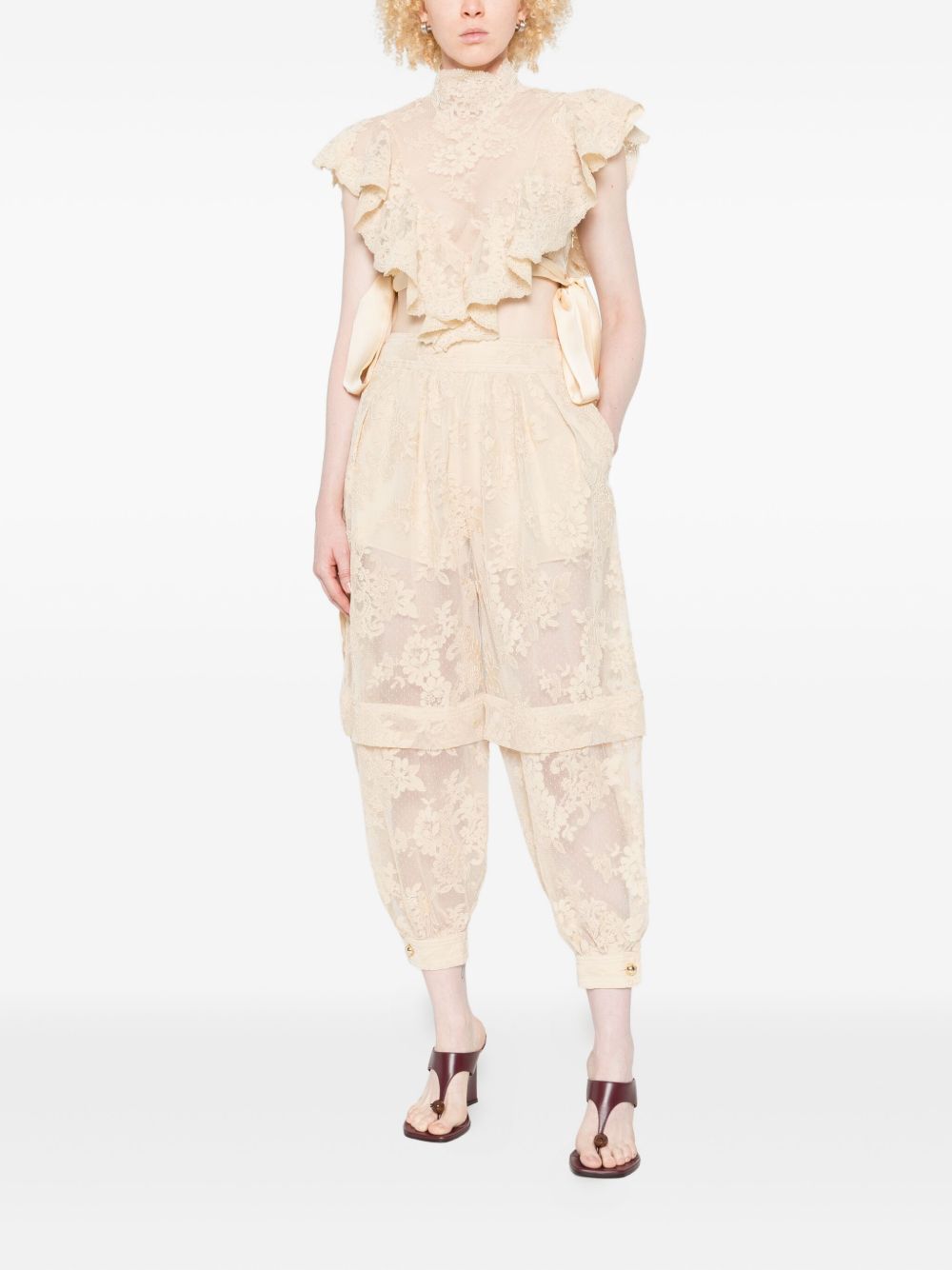 ZIMMERMANN Ruffled Sleeves High Neck Top