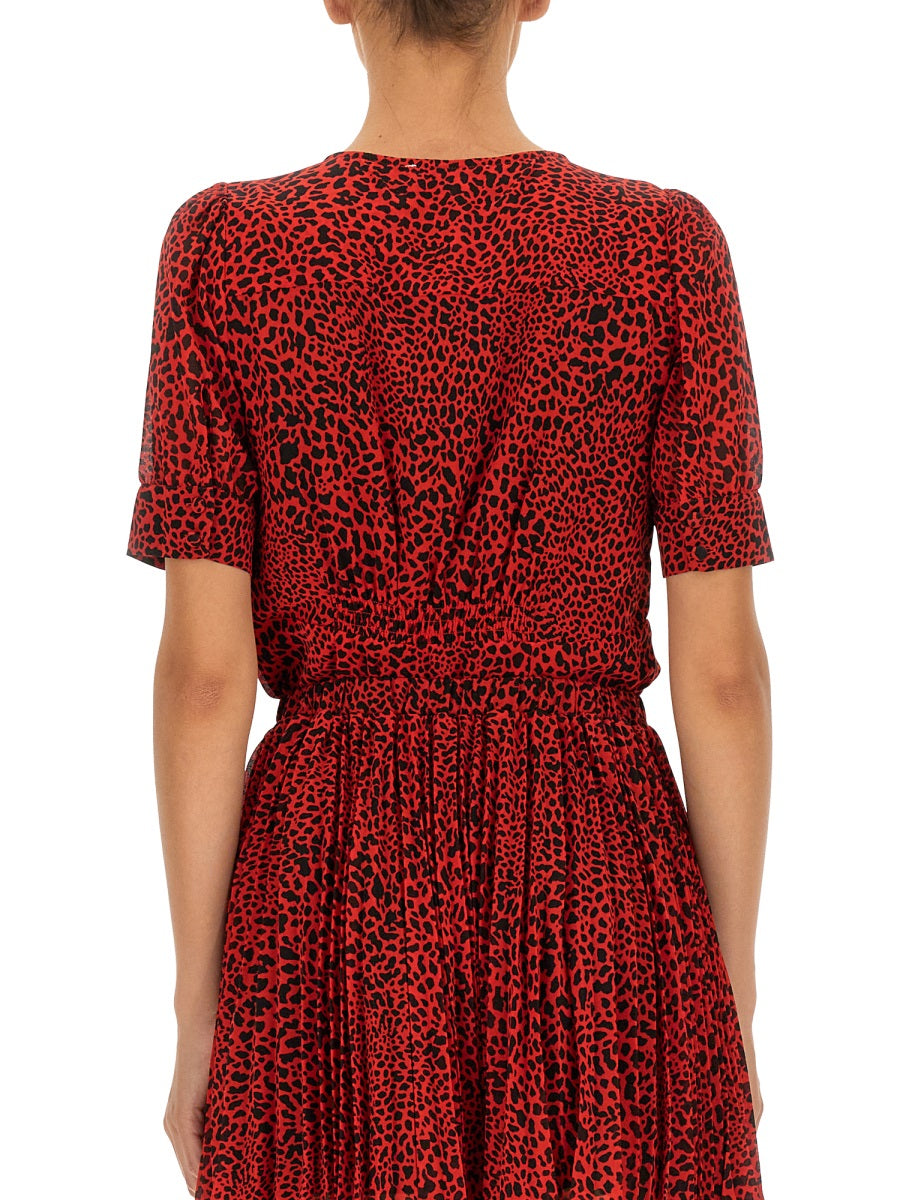 MICHAEL BY MICHAEL KORS V-Neck Blouse with Front Smock Stitch