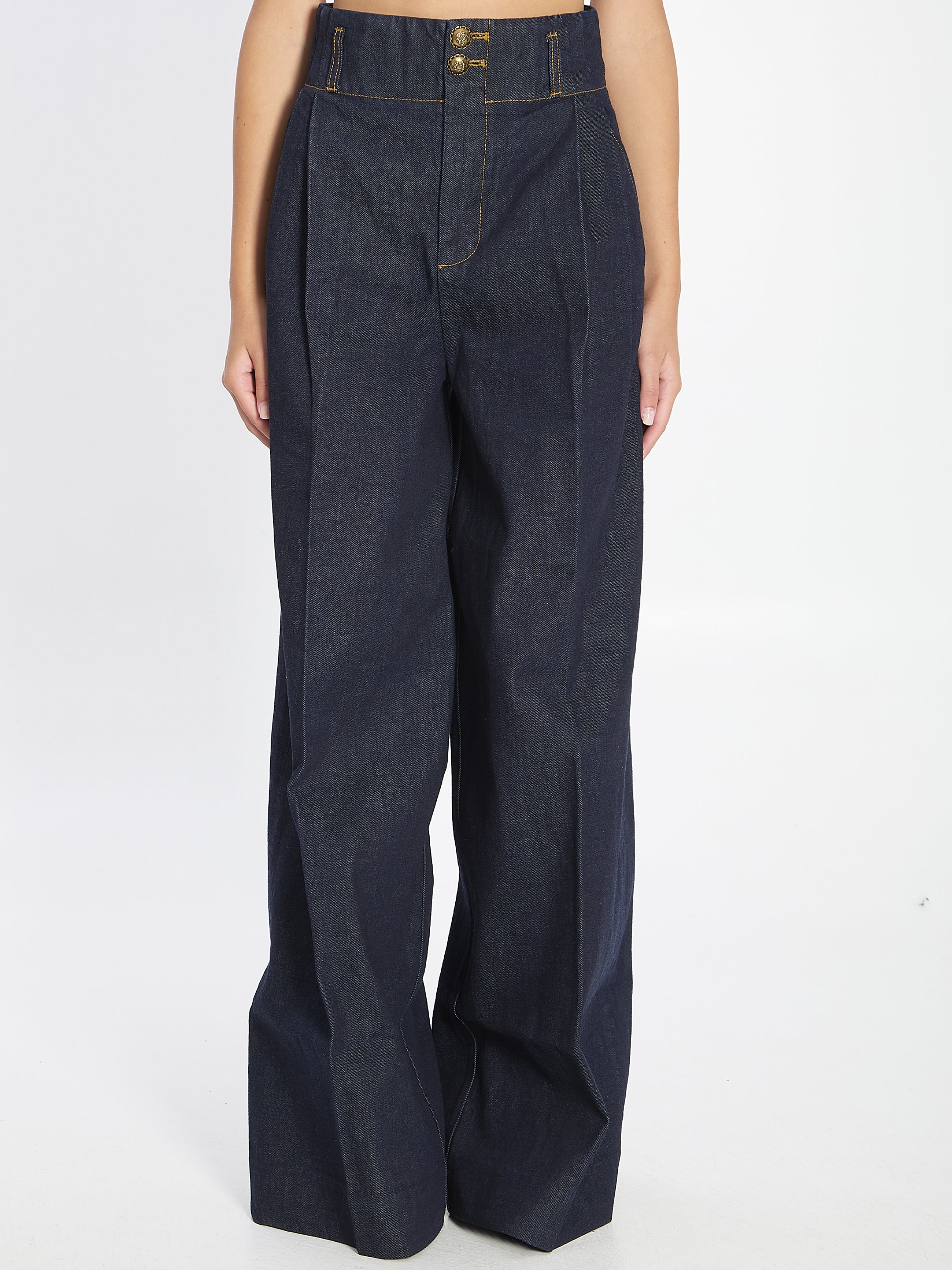 ZIMMERMANN High Waist Wide Leg Denim Pants Size 0