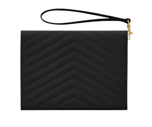SAINT LAURENT Mini Chevron-Quilted Pouch Handbag