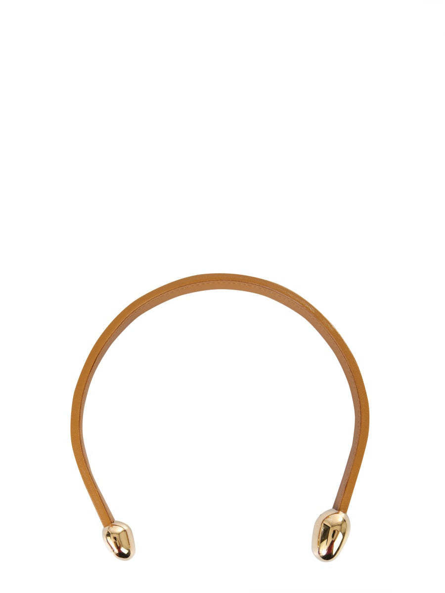 BOTTEGA VENETA Leather Necklace with Brass Details