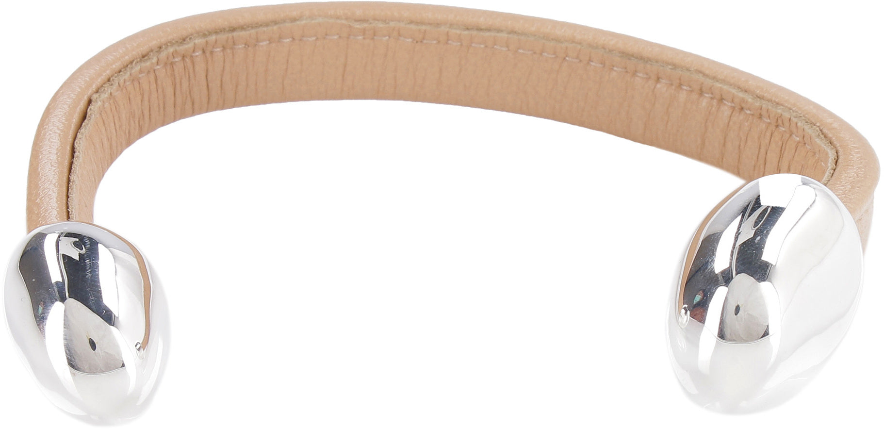 BOTTEGA VENETA Leather Bracelet with Silver-Tone Accents - 7 CM Diameter