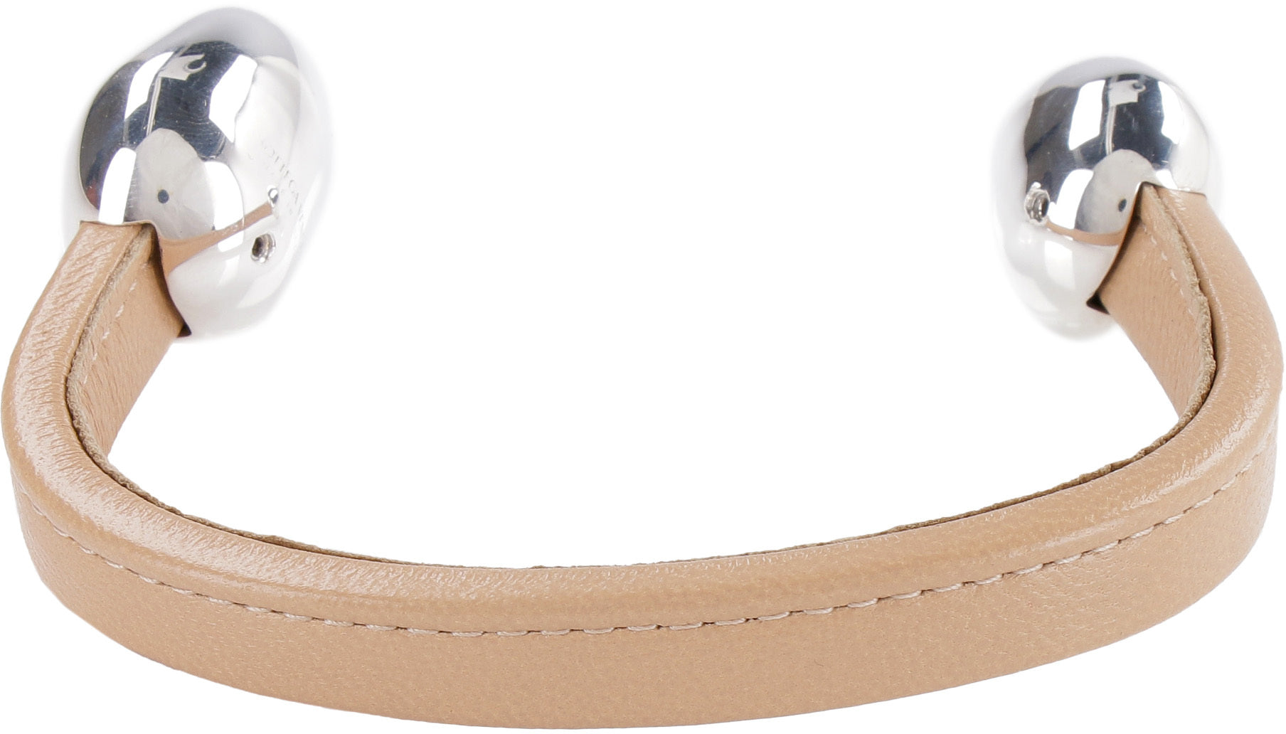 BOTTEGA VENETA Leather Bracelet with Silver-Tone Accents - 7 CM Diameter