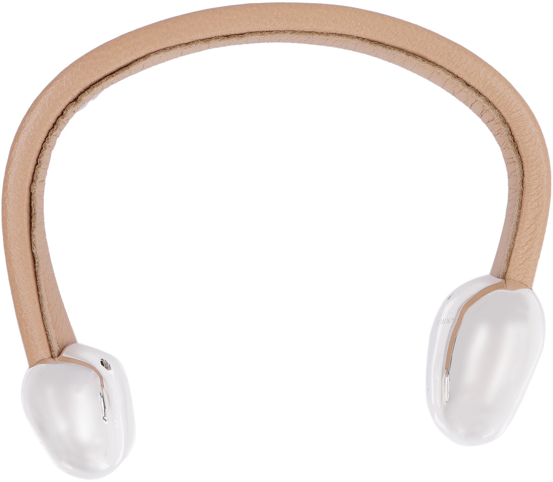 BOTTEGA VENETA Leather Bracelet with Silver-Tone Accents - 7 CM Diameter