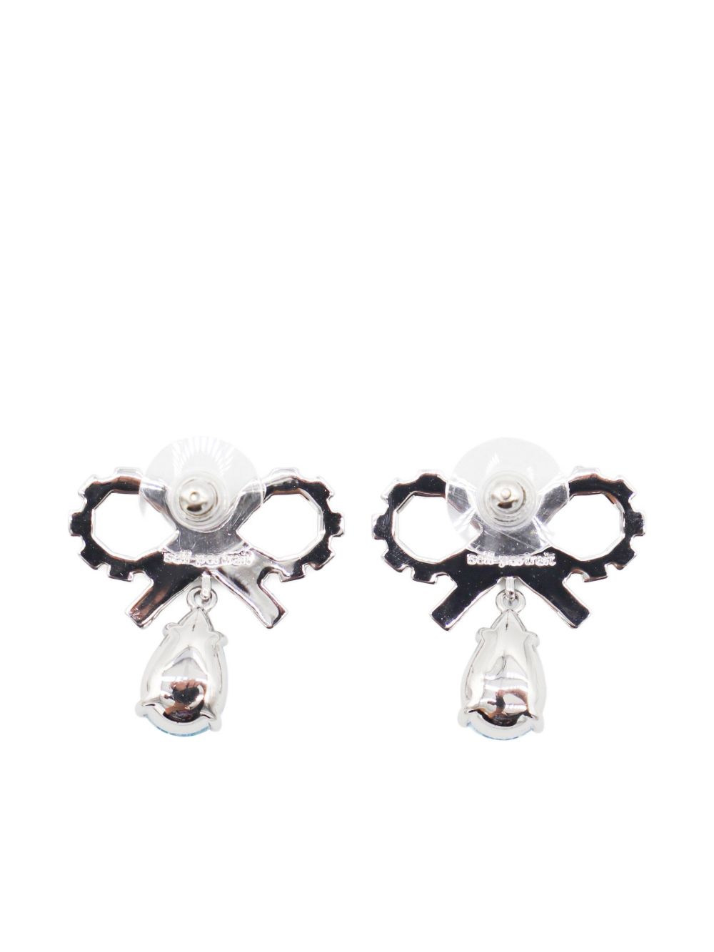 SELF-PORTRAIT Bow Design Earrings with Pear-Cut Stone