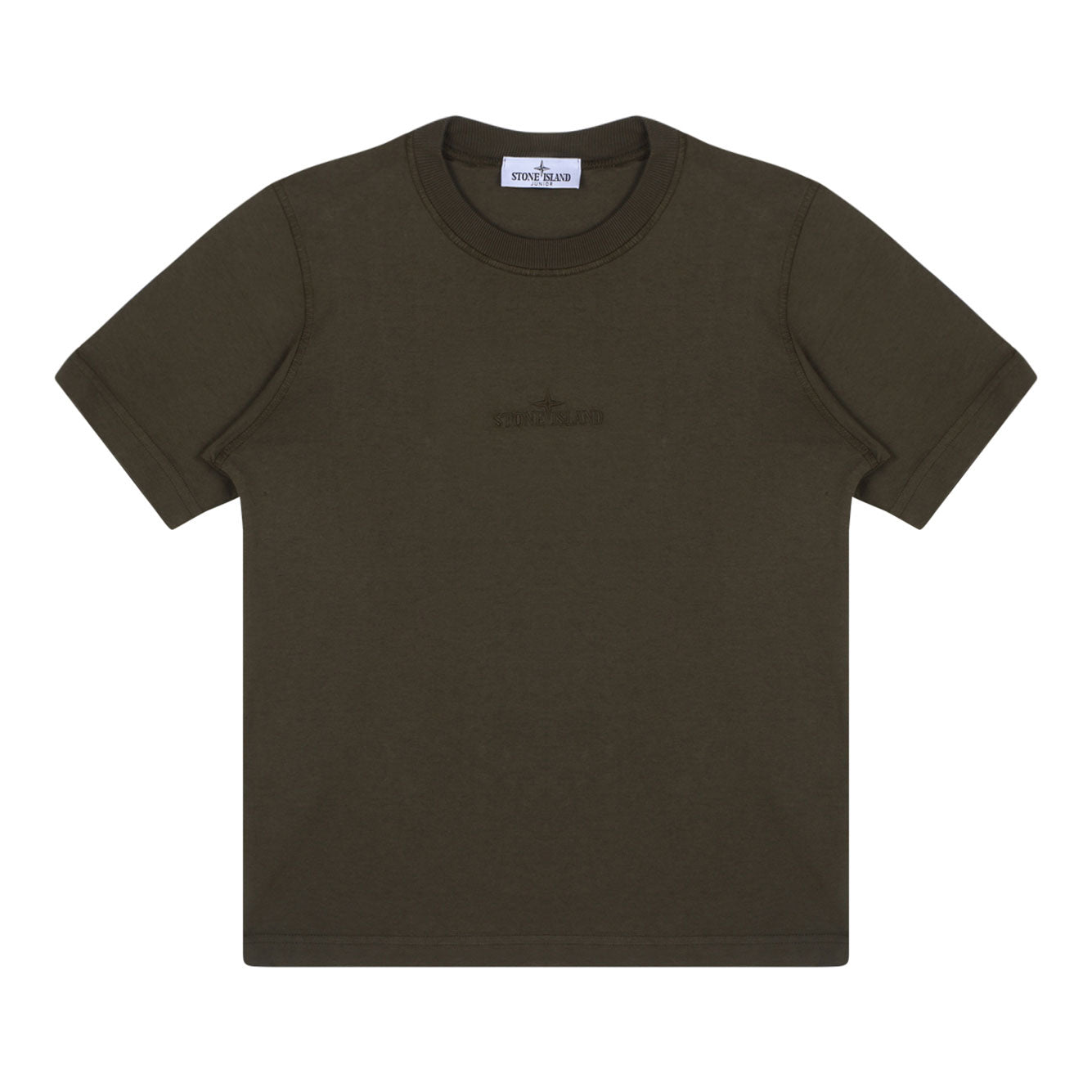 STONE ISLAND KIDS Military Green Cotton T-Shirt for Boys - SS25