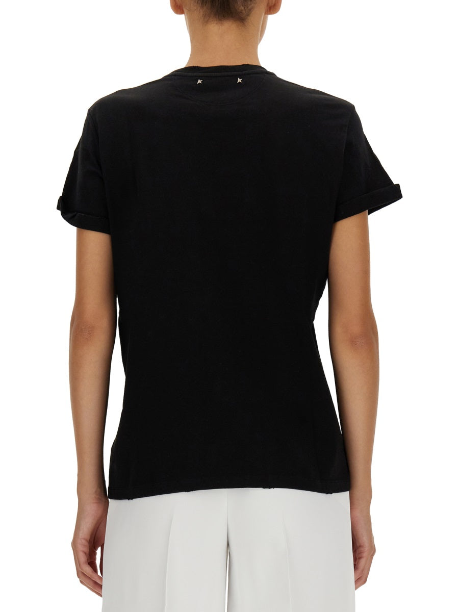 GOLDEN GOOSE Classic Women's Crew Neck T-Shirt with Logo Patch