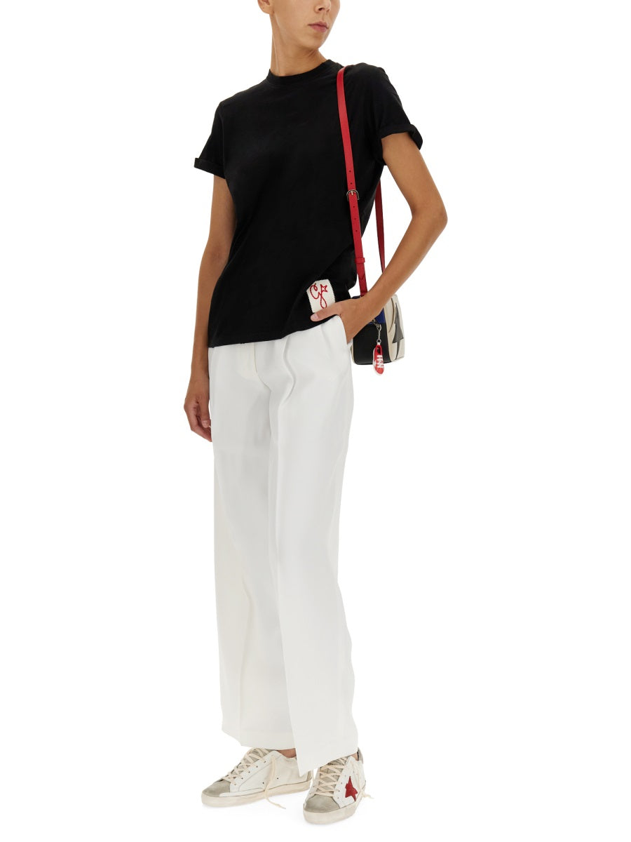 GOLDEN GOOSE Classic Women's Crew Neck T-Shirt with Logo Patch