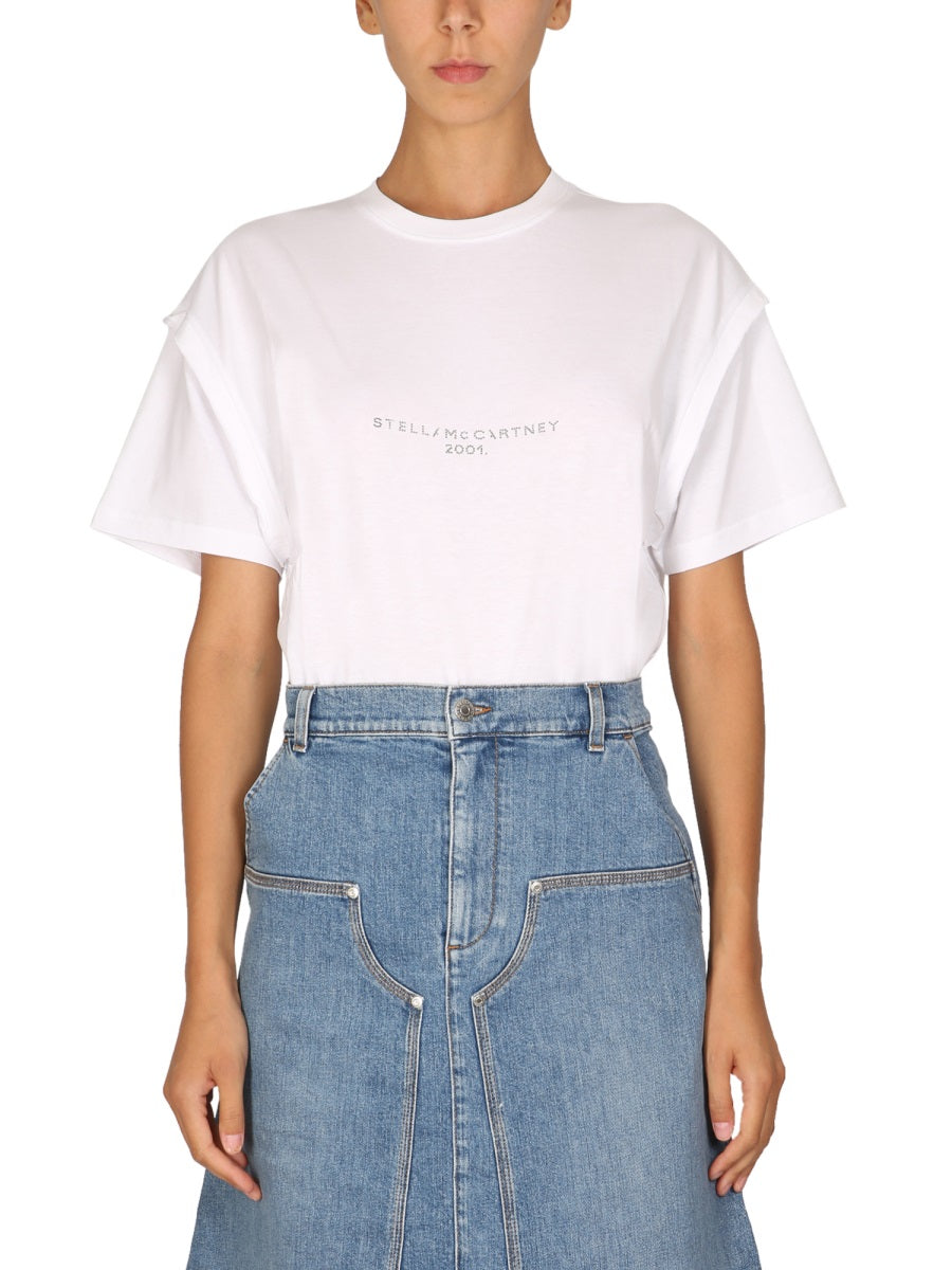 STELLA McCARTNEY Crystal Logo T-Shirt with Necklace Detail