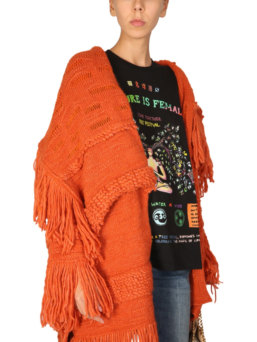 STELLA McCARTNEY Textured Knit Jacket with Fringe Detail