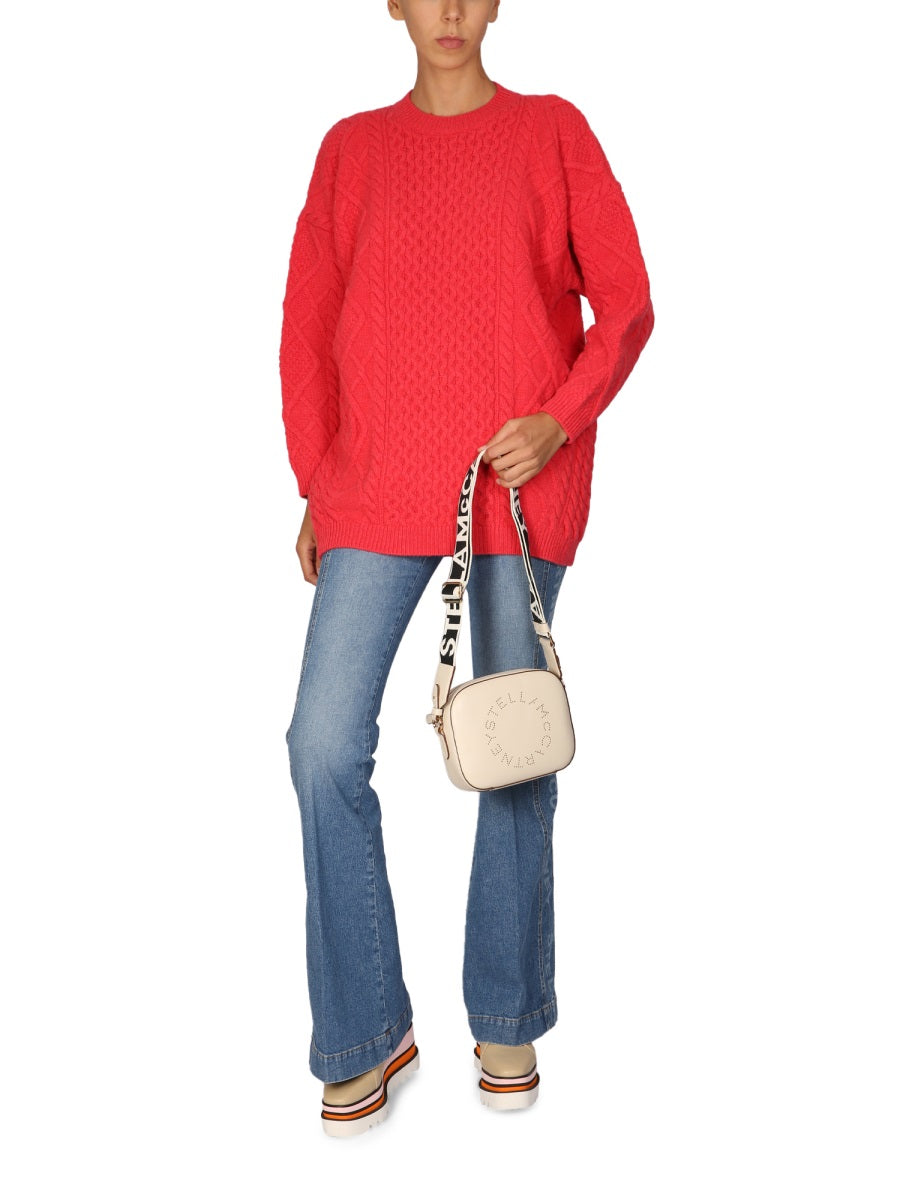STELLA McCARTNEY Wool Crew Neck Sweater with Cross-Neck Detail