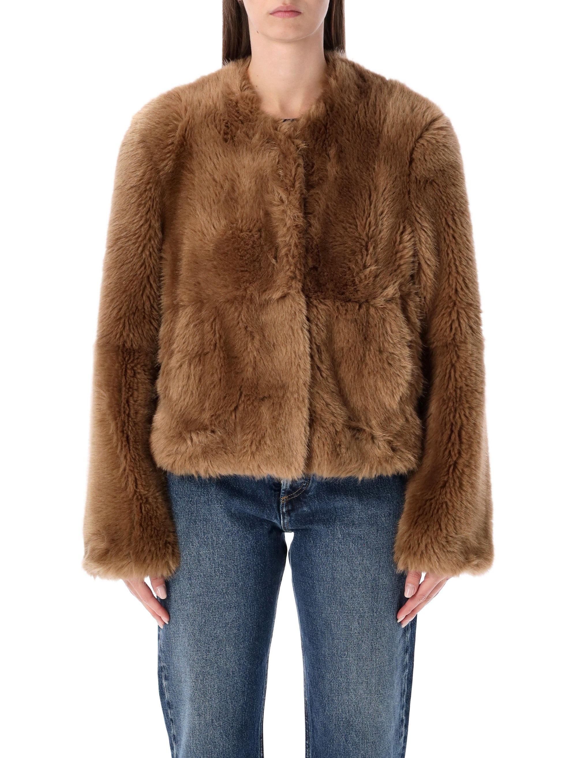 STAND STUDIO Mini Patchwork Faux Fur Jacket