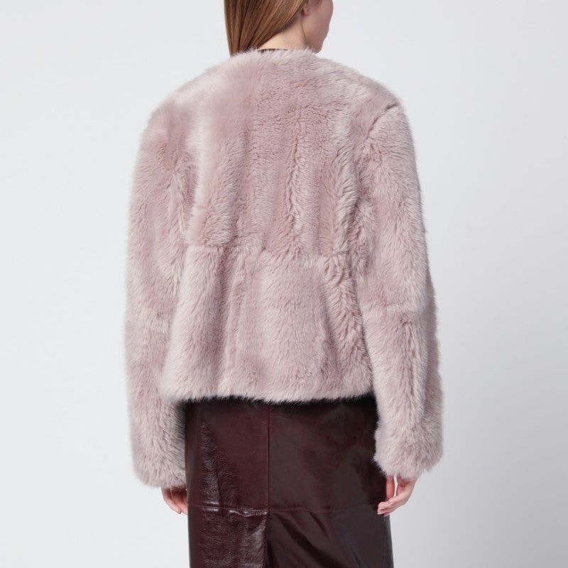 STAND STUDIO Short Crewneck Faux-Fur Jacket