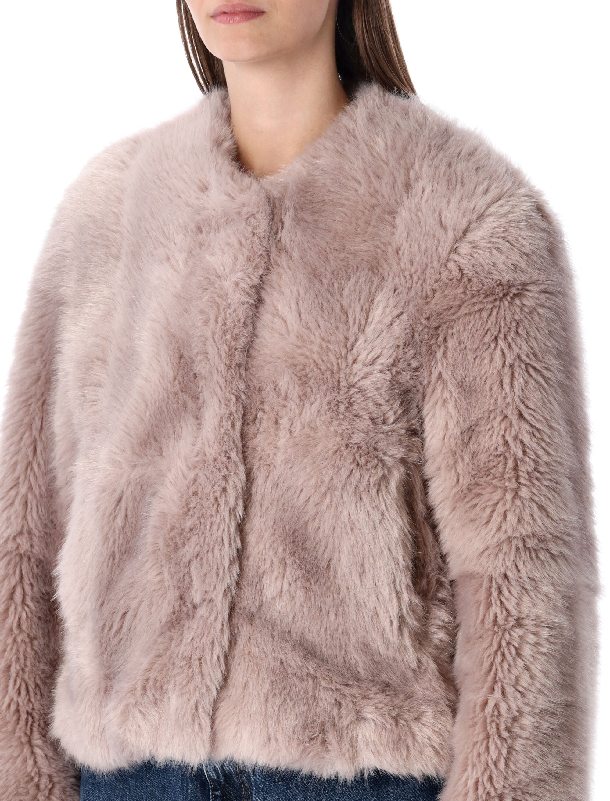 STAND STUDIO Mini Patchwork Faux Fur Jacket