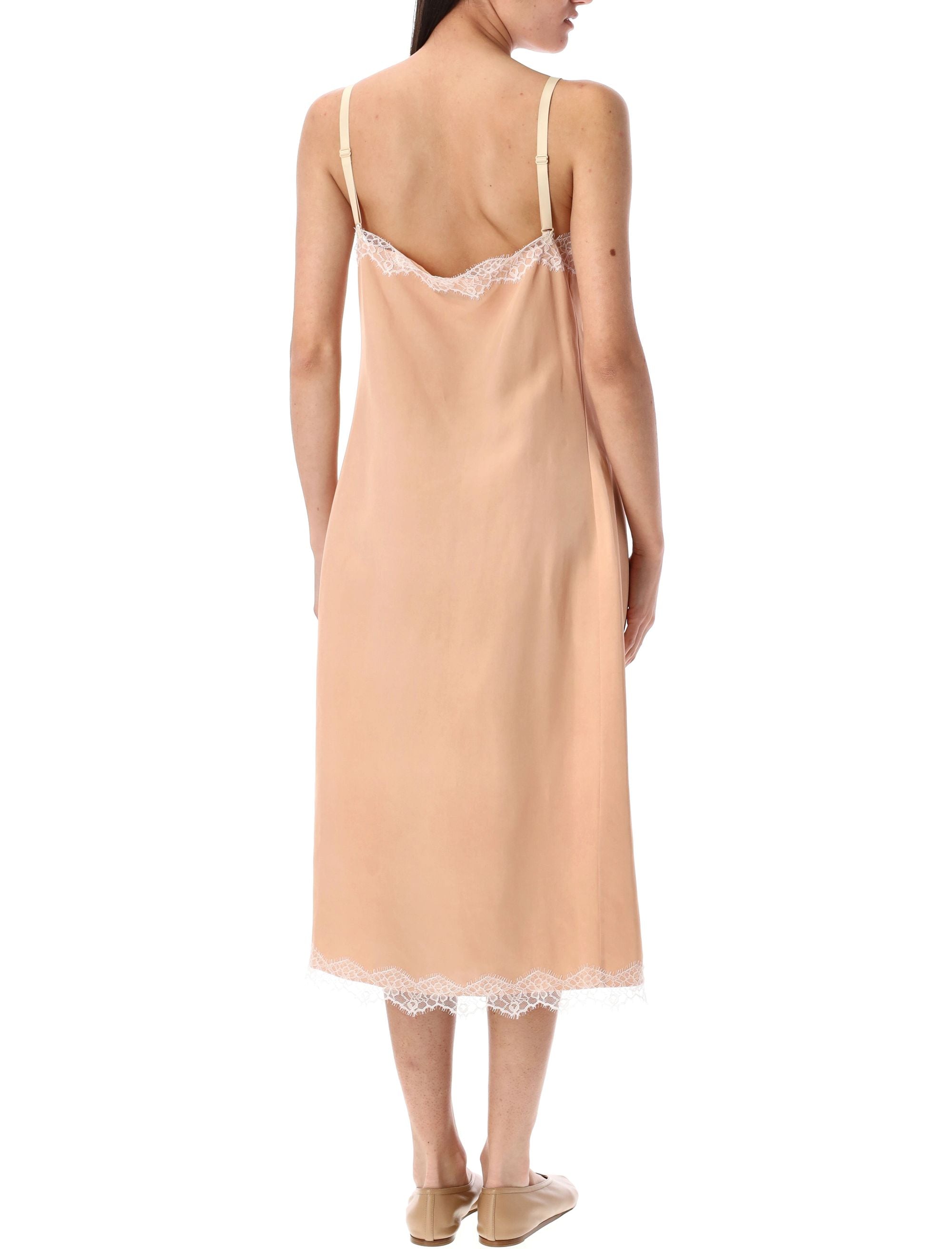 CARVEN Elegant Midi Lingerie Dress with Lace Trim