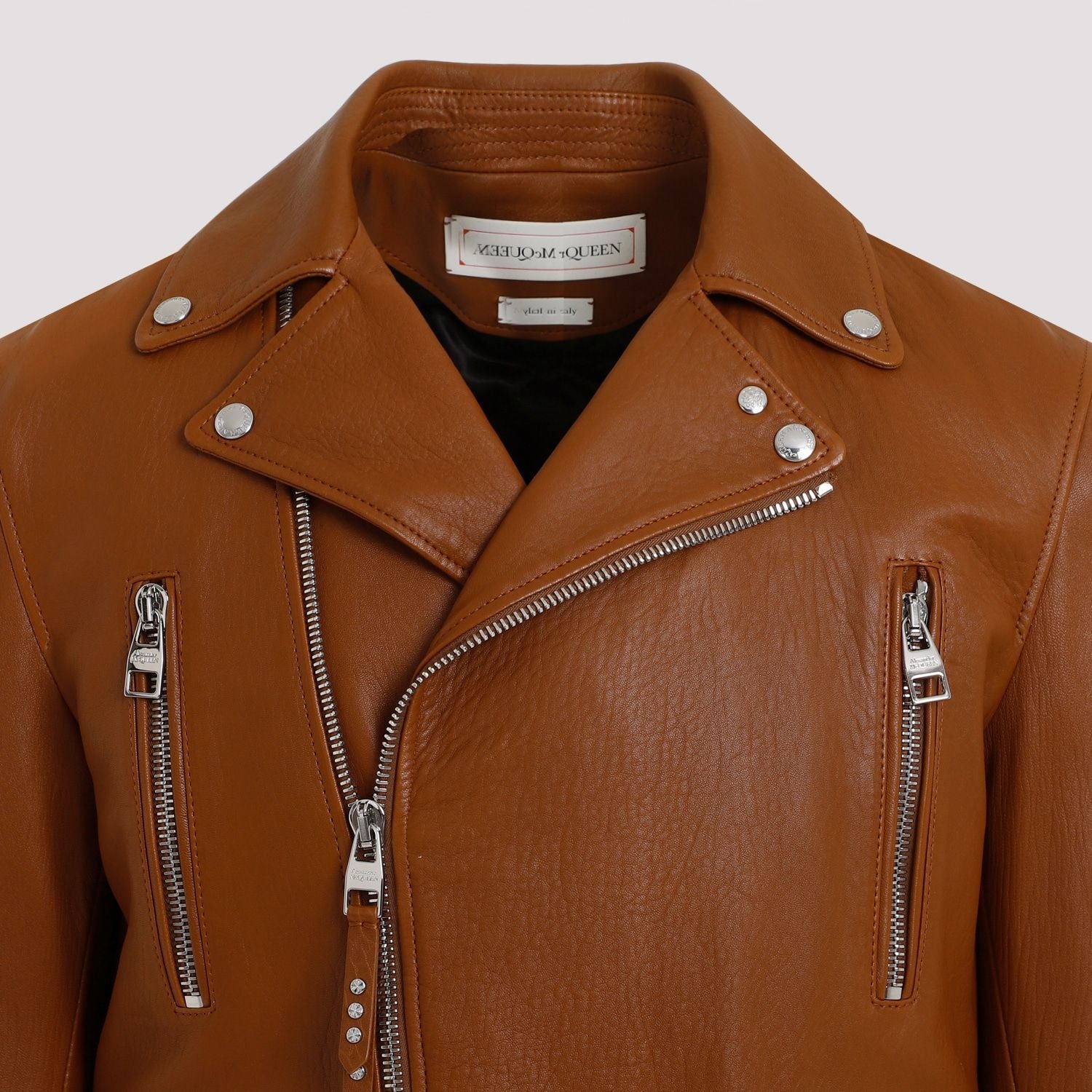 ALEXANDER MCQUEEN Essential Leather Biker Jacket for Men