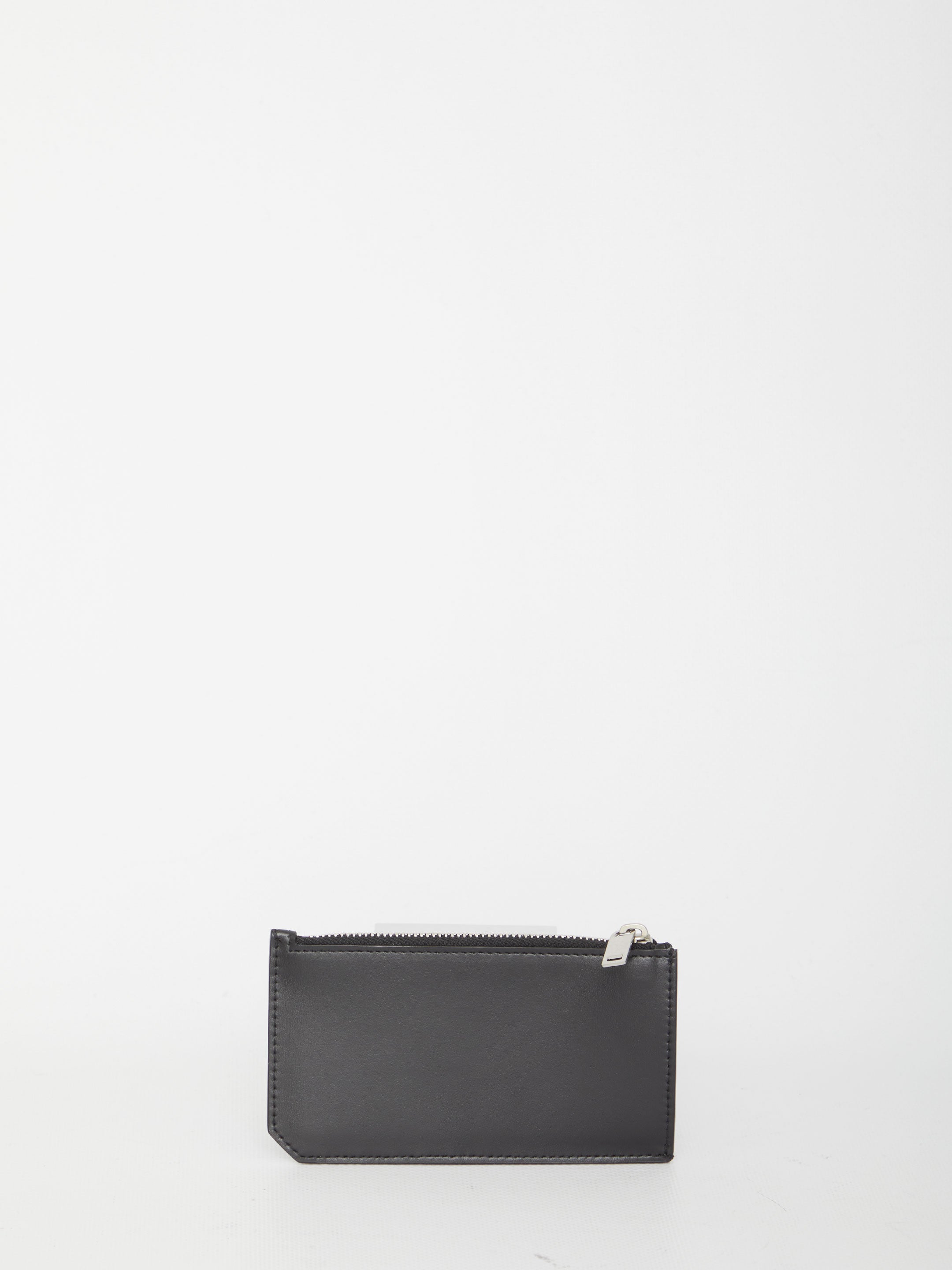 SAINT LAURENT Leather Card Holder with Logo Plaque - Mini