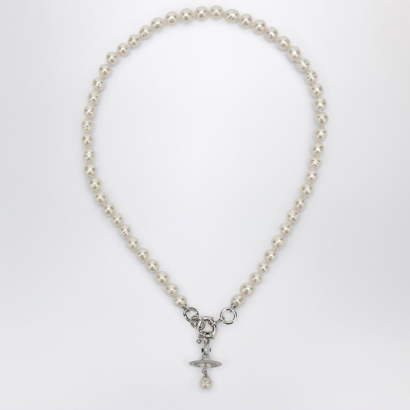 VIVIENNE WESTWOOD Alekza Pearl Necklace with Platinum Finish