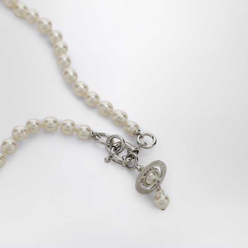 VIVIENNE WESTWOOD Alekza Pearl Necklace with Platinum Finish