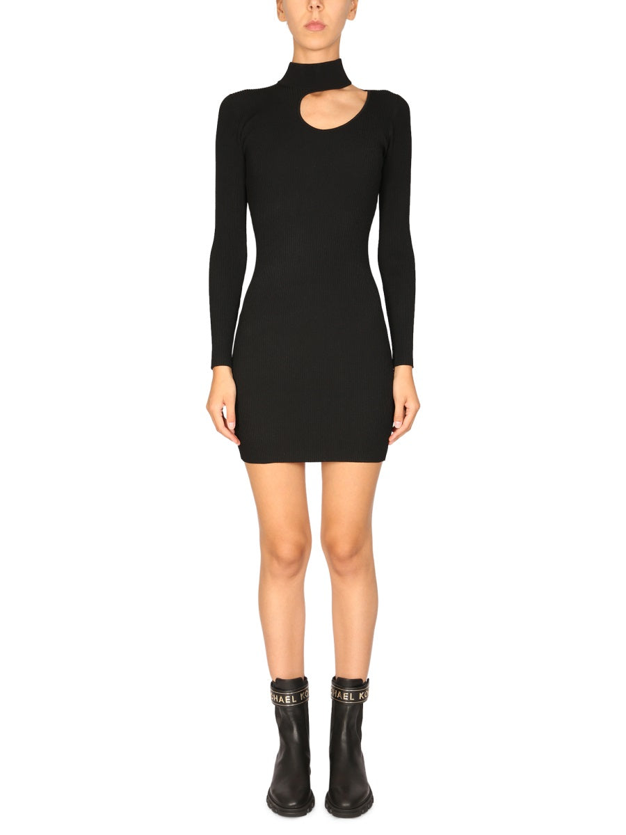 MICHAEL BY MICHAEL KORS Chic High Neck Mini Dress with Cut Out Detail