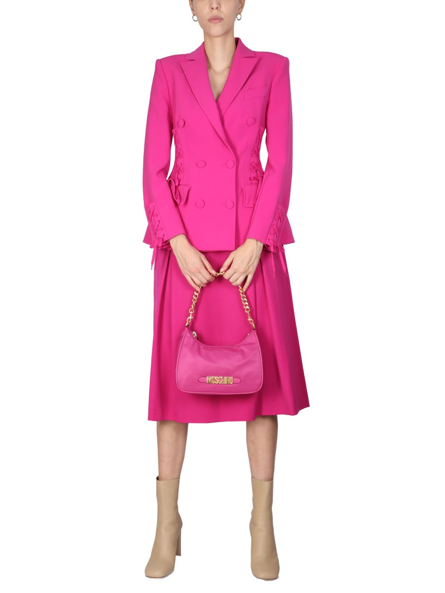 MOSCHINO Flared Midi Skirt with Side Button and Zipper Closure